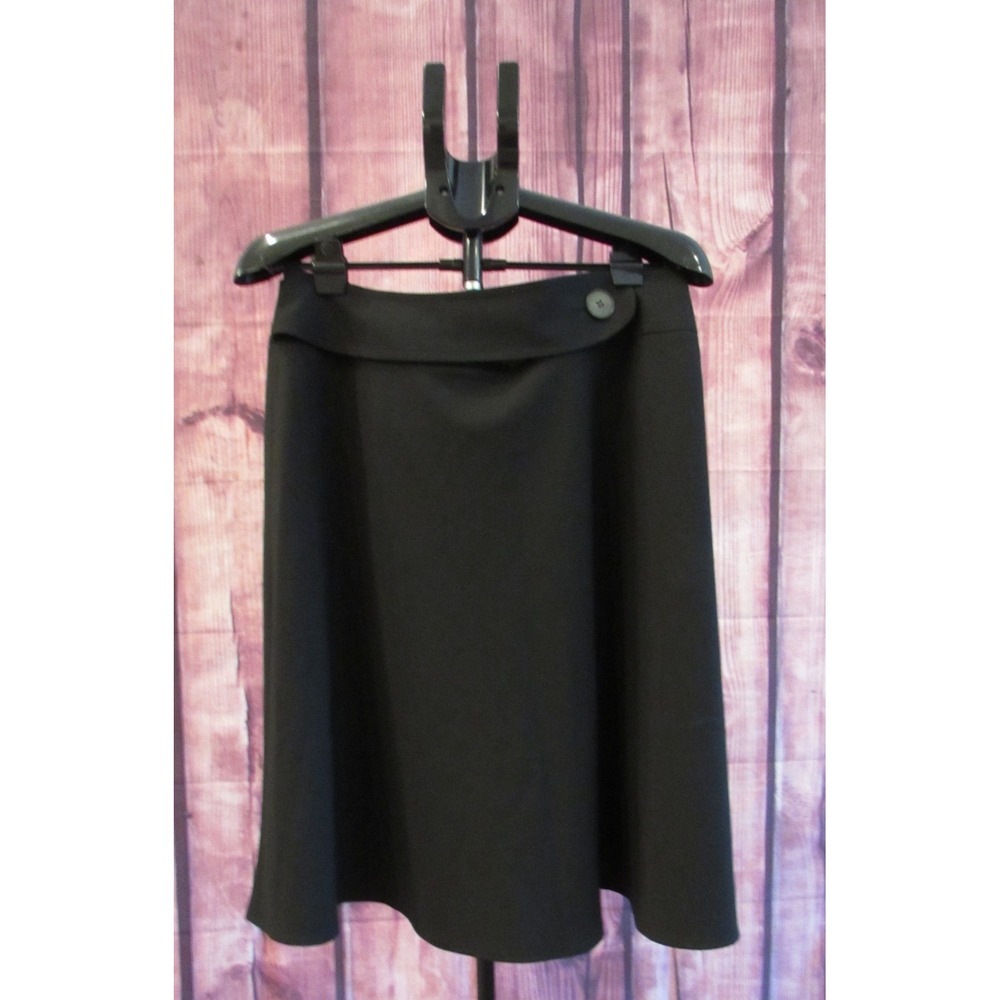 Talbots Women's Stretch A-Line Career Skirt Classic Black Faux Blet Detail Sz 14 - Picture 2 of 6